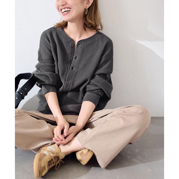 ヘンリーネック tシャツ 「WEB限定 / 追加」ワッフルヘンリープルオーバー レディース