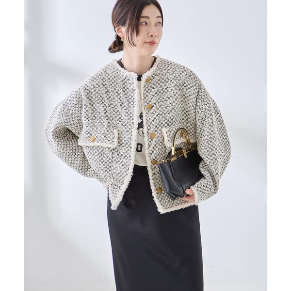 ジャケット ノーカラージャケット 「追加」GIOLICA ツイード D/Sジャケット レディース