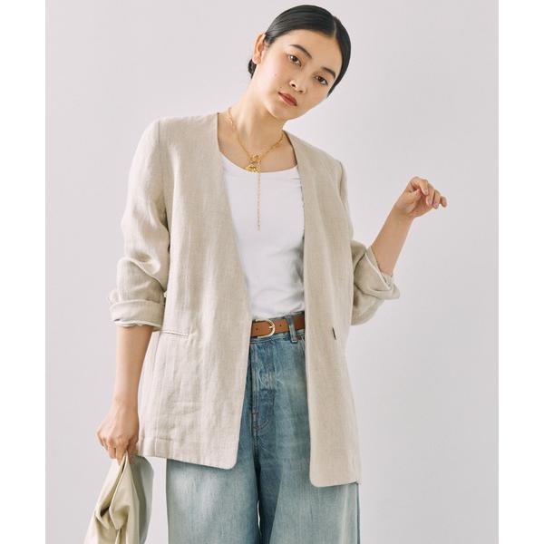 「BABYLONE」 ノーカラージャケット フリー ナチュラル レディース