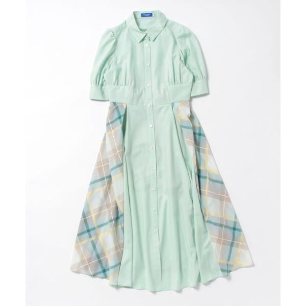 「BURBERRY BLUE LABEL」 シャツワンピース 38 グリーン レディース