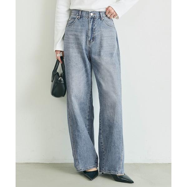 ワイドパンツ ジーンズ デニム デニムパンツ カーブデニムパンツ レディース
