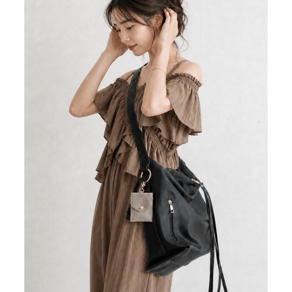 ショルダーストラップ ショルダーバッグ バッグ ミニ 「嬉しいドリンクホルダー付き」REAIMER「リエメ」ドレープ 2way ショルダー ボディバッグ ミニポー…