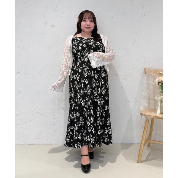ワンピース 「Louiosy」「大きいサイズ」ダブルストラップマーメイドキャミワンピース