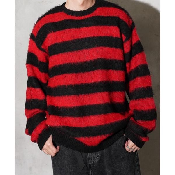 セーター ニット TOWNCRAFT / タウンクラフト MOHAIIR JAQUARD BORDER CREW モヘア ジャガード ボーダークルーネック メンズ レディース