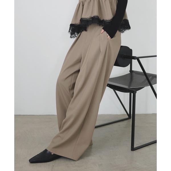 ワイドパンツ パンツ 「セットアップ対応」タックワイドスラックス レディース