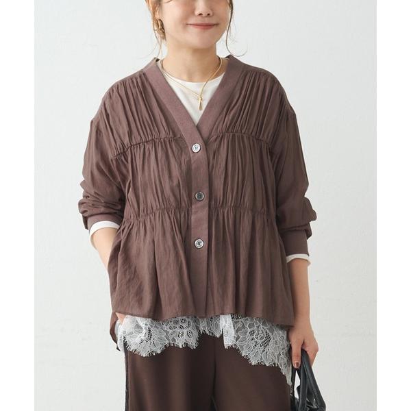 カーディガン 夏 シアーティアードシャツカーディガン レディース