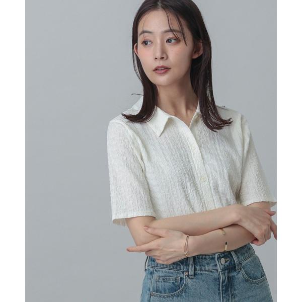 「GLOBAL WORK」 半袖シャツ LONG アイボリー レディース