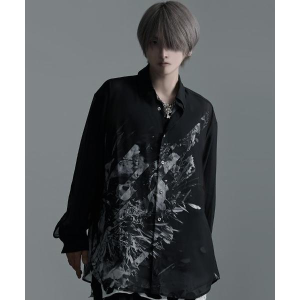 「NOVESSEL」 長袖シャツ FREE ブラック×ホワイト メンズ