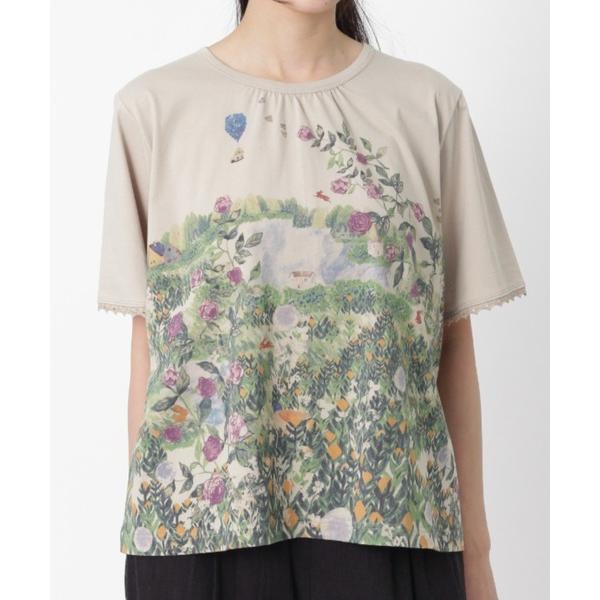 tシャツ 半袖 マイガーデンプリントTシャツ レディース