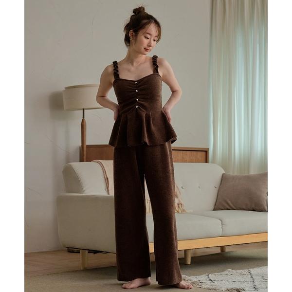 パジャマ ルームウェア room wear peplum cami × pants / ルームウェアカップ付きペプラムキャミ×パンツ レディース
