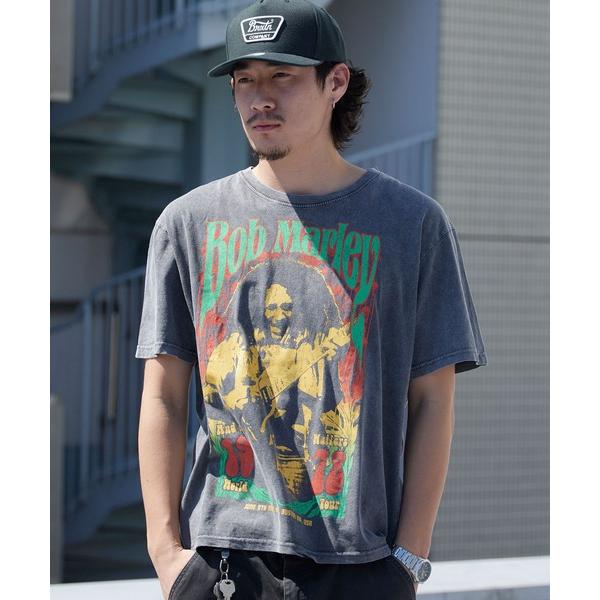 tシャツ Bob Marley/ボブ・マーリー Unisex Stone Wash T-shirt:1978(Charcoal Grey) バンドTシャツ プリントTシャツ 半袖 クルーネック ロック ストリー…