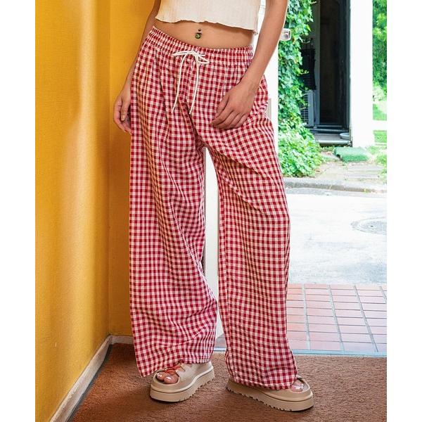 ワイドパンツ パンツ ギンガム チェック イージー パンツ レディース
