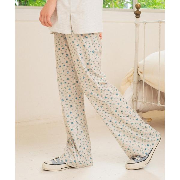 ワイドパンツ パンツ 小花柄 リラックス フレア パンツ レディース