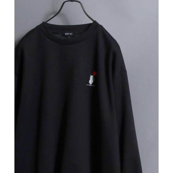 tシャツ ANPAS Exclusive Ponte Long-Sleeve Tee with Cat ＆ Heart Embroidery / ANPAS別注 ポンチ ネコハート刺繍ロンT 長袖 ロングスリーブT ねこ 猫 …