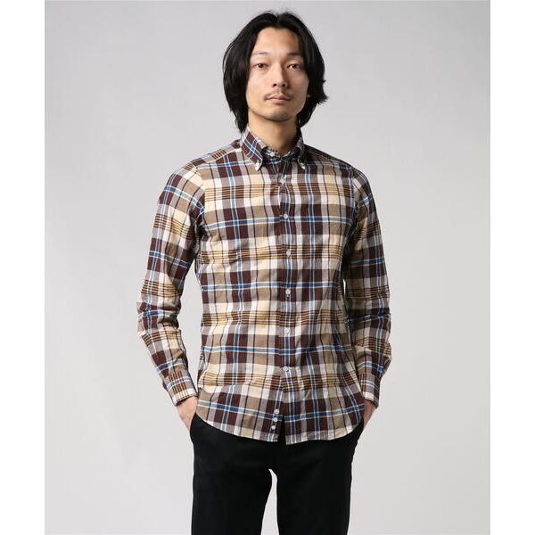 「BEAMS F」 長袖シャツ 42 ブラウン メンズ