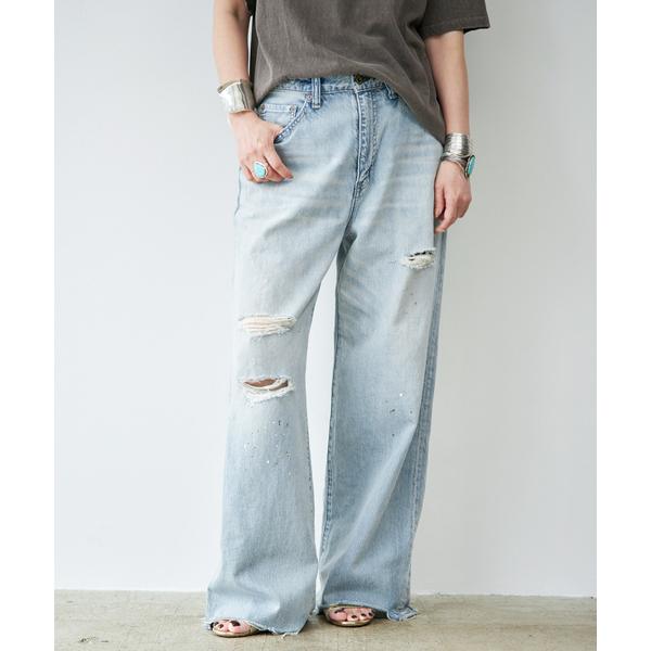 ワイドパンツ ジーンズ デニム デニムパンツ 「JOHNBULL/ジョンブル」 WIDE DAMAGE PANTS レディース