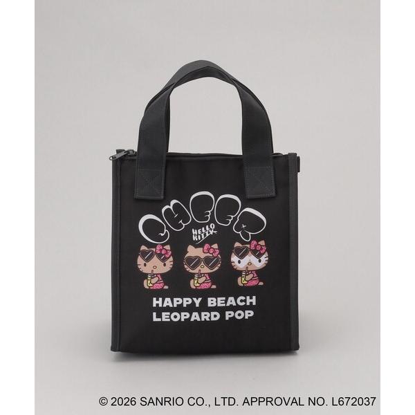 日焼けハローキティ 三角マチ保冷バッグ LEOPARD BK