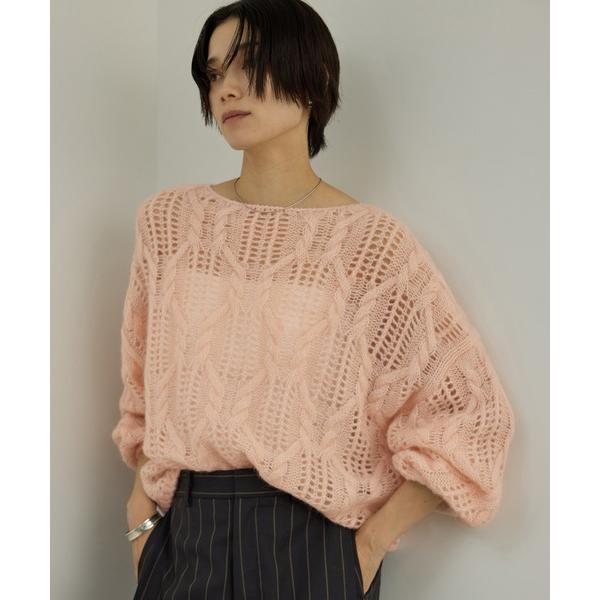 ニット セーター ケーブル シアーモヘアケーブルプルオーバー レディース