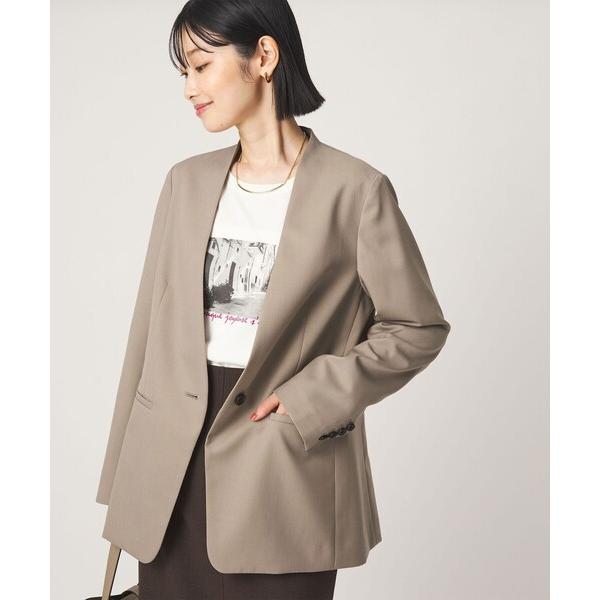 ジャケット ノーカラージャケット 「size SHORT/TALLあり」Greed グリード ノーラペル ジャケット ウォッシャブル レディース