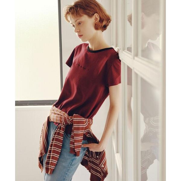 tシャツ 半袖 「To b. by agnes b.コラボ」ロゴ リンガー Tシャツ レディース