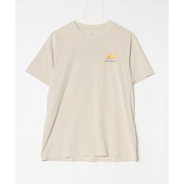 「mont-bell」 ワンポイント半袖Tシャツ M ベージュ メンズ