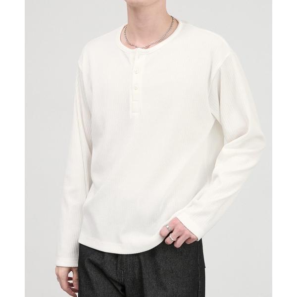 ヘンリーネック tシャツ 「CIYOT」テレコリブ コンパクトフィット ヘンリーネック長袖Tシャツ メンズ レディース