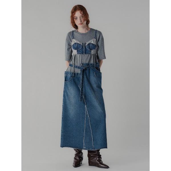 ワンピース 半袖 FRENCHTERRY DENIM OP