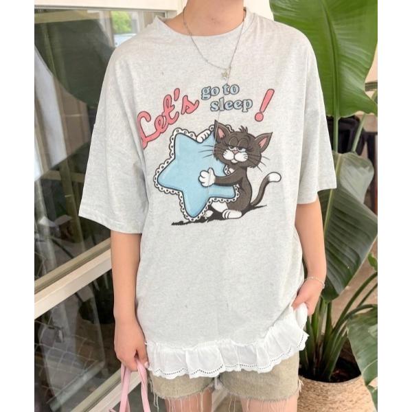 tシャツ 半袖 オーバーサイズキャットTシャツ レディース