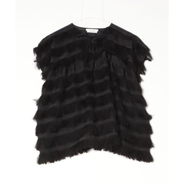 「Couture d'adam」 ボーダー柄半袖ブラウス 38 ブラック レディース