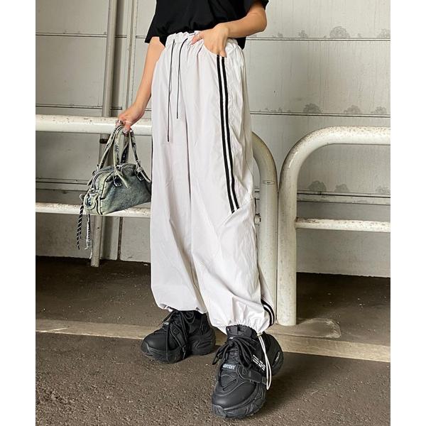 ワイドパンツ パンツ ライントラックワイドパンツ レディース