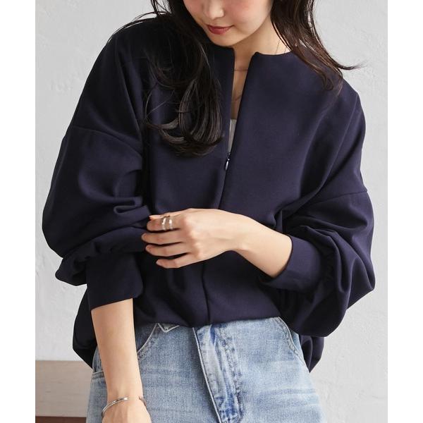 tシャツ 裏起毛ハーフジップコクーントップス レディース