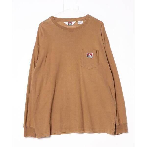 「BEN DAVIS」 ワンポイント長袖Tシャツ M オレンジ メンズ