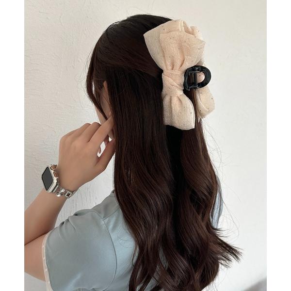 ヘアクリップ 「apresjour mignon×ARIAZ」ラインストーン付きリボンバンス