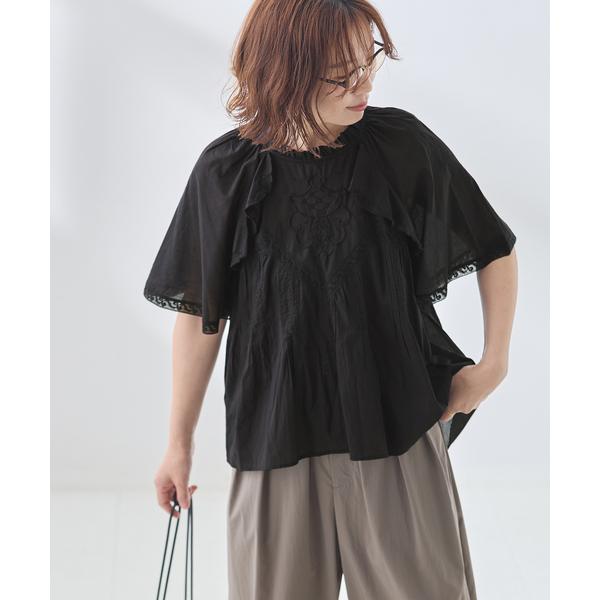 ブラウス シャツ 半袖 レースフレンチスリーブブラウス レディース