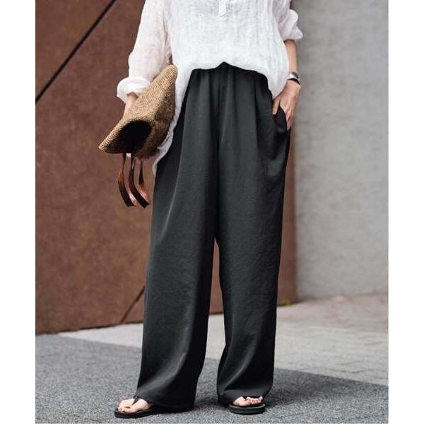 ワイドパンツ パンツ 「追加」ポリエステルツイルリラックスパンツ 4 レディース