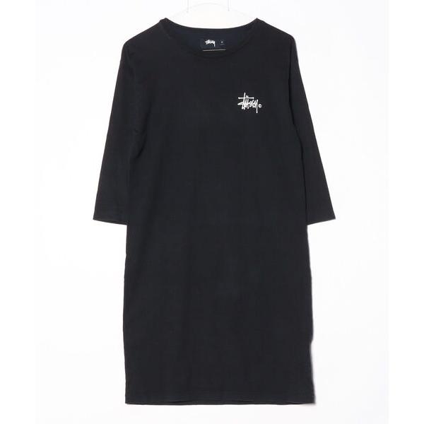「STUSSY」 7分袖ワンピース - ブラック レディース
