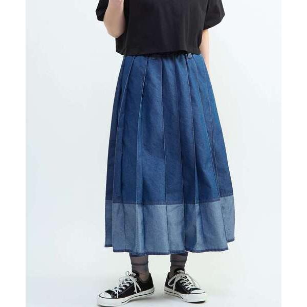 ロング スカート LIGHT DENIM PLEATED SKIRT