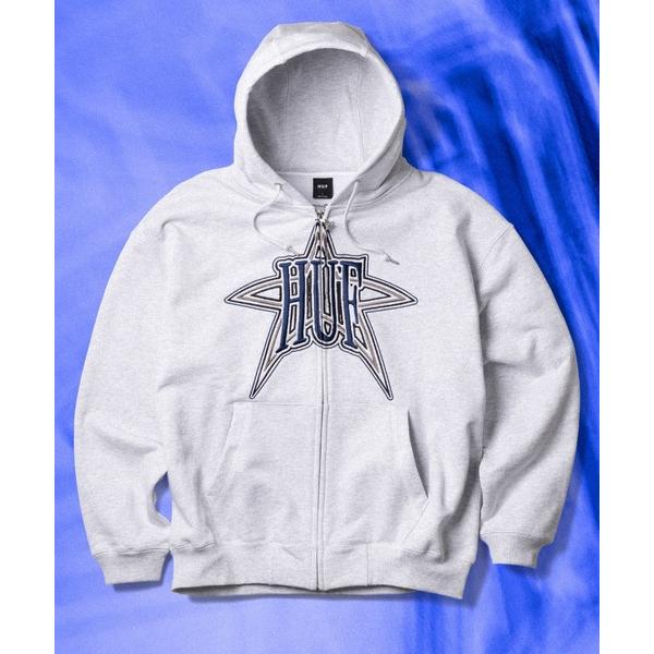 「HUF」 ジップアップパーカー MEDIUM アッシュグレー メンズ