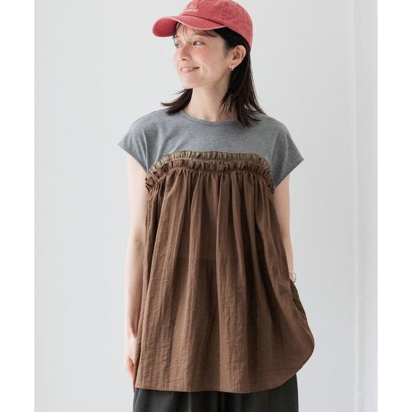 tシャツ 半袖 「GOOD PRICE」配色ギャザープルオーバー レディース