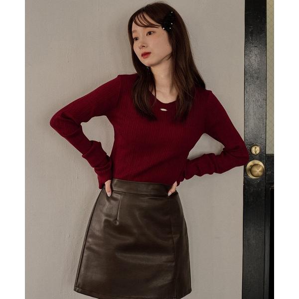 ニット セーター long sleeve rib knit / ロングスリーブリブニット レディース