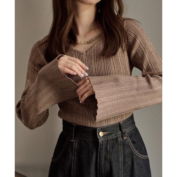 ニット セーター flare sleeve rib knit / フレアスリーブリブニット レディース
