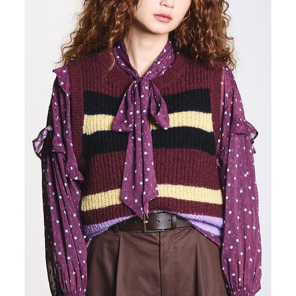 ベスト ジレ COLOR BLOCK KNIT VEST レディース