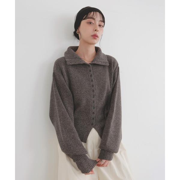 ニット セーター ボタンデザイン2WAYネックニット レディース
