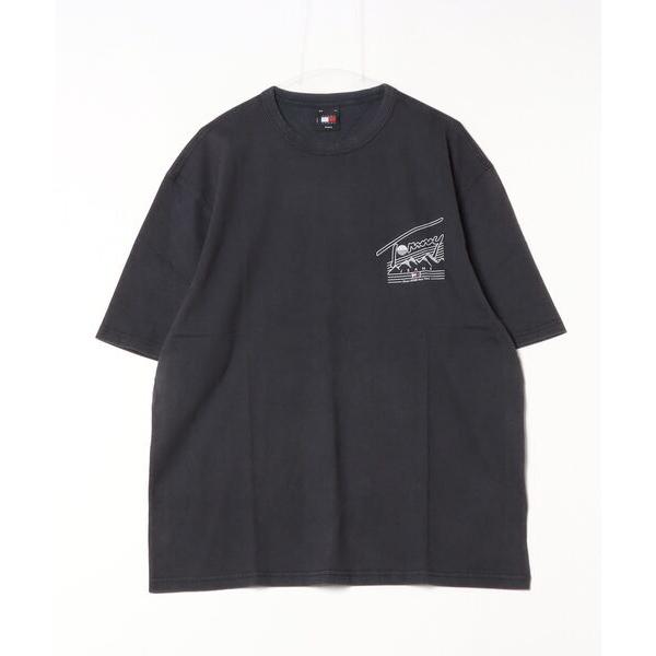 「TOMMY JEANS」 半袖Tシャツ LARGE ブラック メンズ