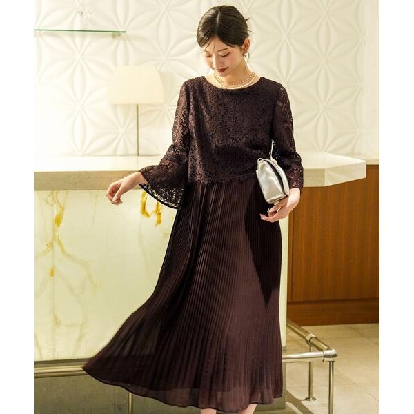 ドレス 「Lily Calin」レース×プリーツコンビ ドレス