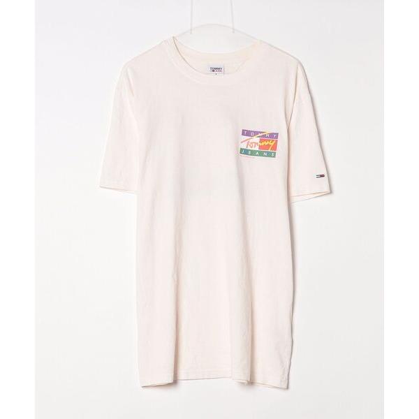「TOMMY JEANS」 ワンポイント半袖Tシャツ M ホワイト メンズ