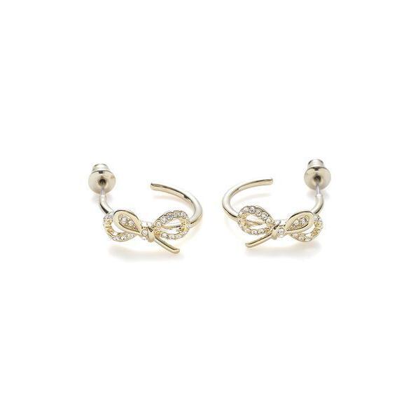 フープ ピアス リボンビジューフープピアス レディース