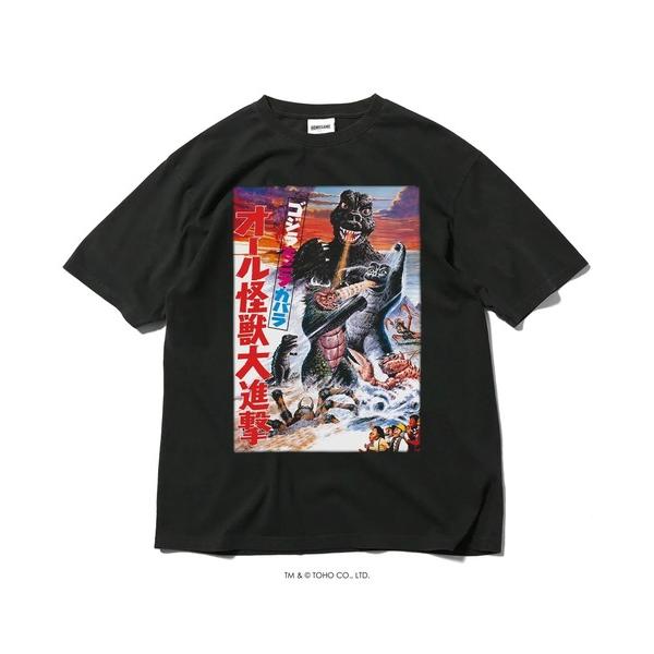 tシャツ ゴジラ × ホームゲーム「HOMEGAME 」- 半袖Tシャツ 1969 ゴジラ・ミニラ・ガバラ オール怪獣大進撃 TEE メンズ レディース