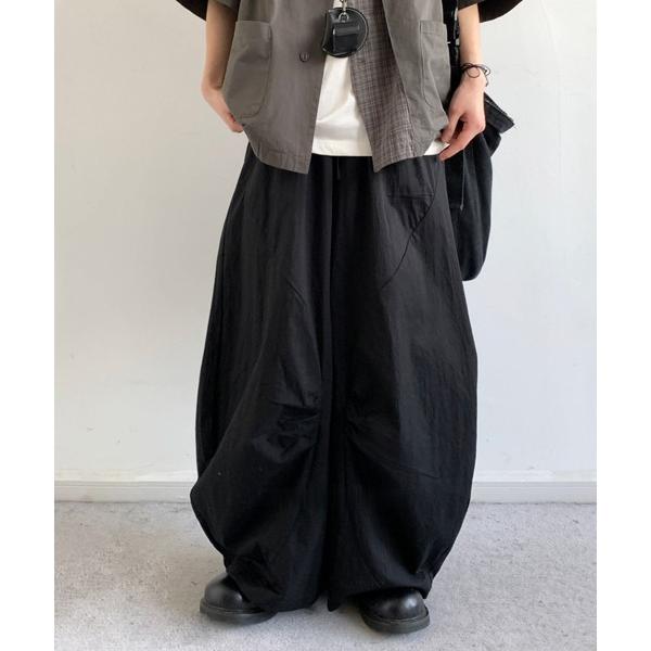 ワイドパンツ スラックス 切り替えタック バルーンワイドパンツ ユニセックス イージーパンツ メンズ レディース