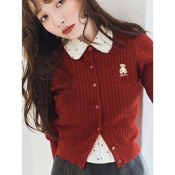 カーディガン 「Lily Bear」ケーブルニットカーディガン レディース